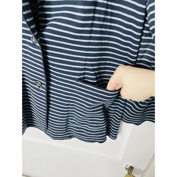 J Jill Button Cardigan XL Striped Knit Stretch Breathable Capsule Basics Classic - Picture 2 of 9